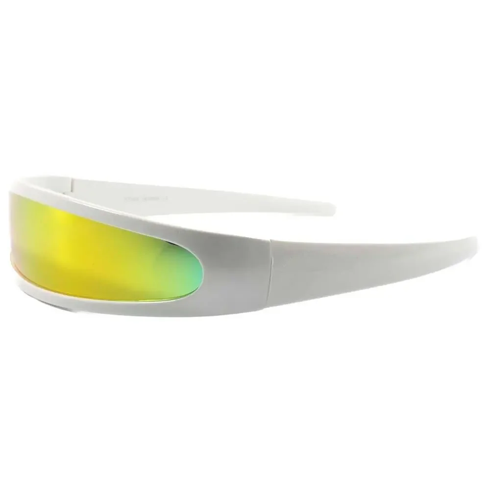 Red Rainbow Mirrored Cyclops Sunglasses White Futuristic Cosplay
